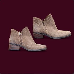 Born Taupe Suede Ankle Booties with Side Zip